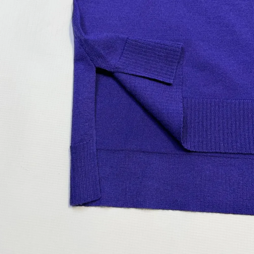 Eileen Fisher Sweater Womens Medium Purple Merino Wool Boat Neck Knit Tunic